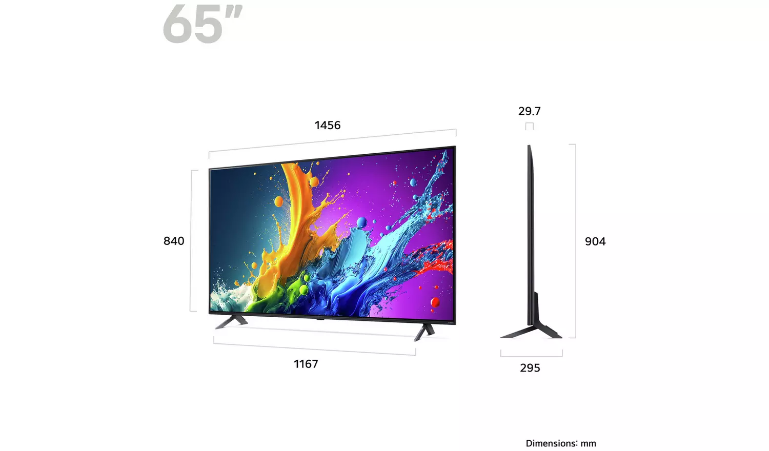 LG 65 Inch 65QNED80T6A Smart 4K UHD HDR QNED Freeview TV