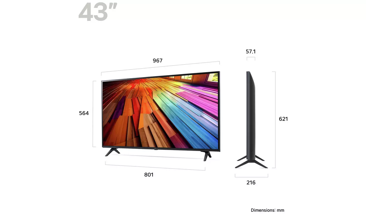 LG 43 Inch 43UT80006LA Smart 4K UHD HDR LED Freeview TV