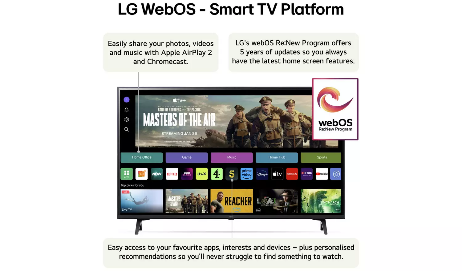 LG 43 Inch 43UT80006LA Smart 4K UHD HDR LED Freeview TV