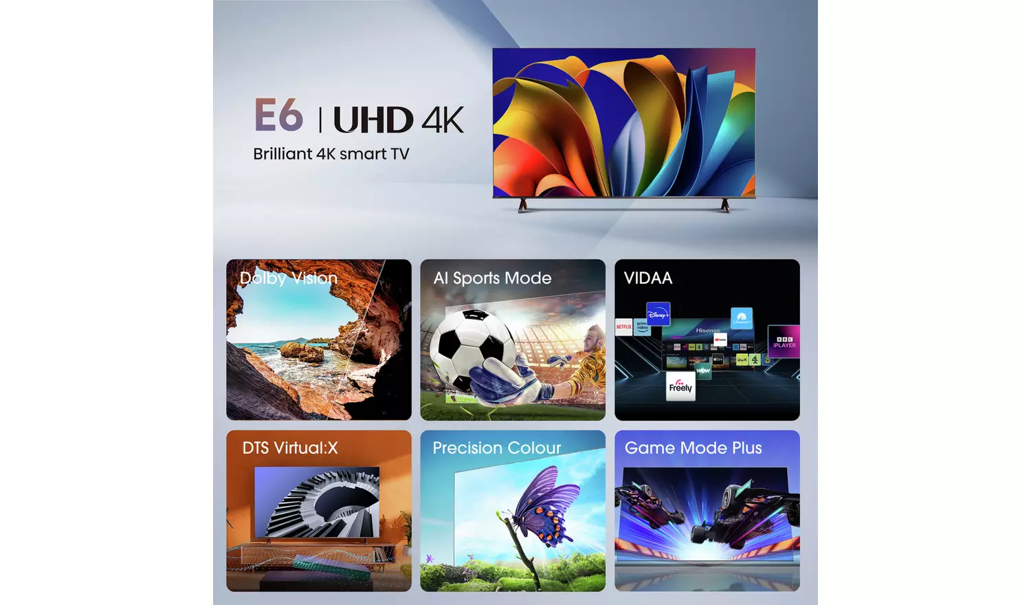 Hisense 50 Inch 50E6NTUK Smart 4K UHD HDR LED Freely TV