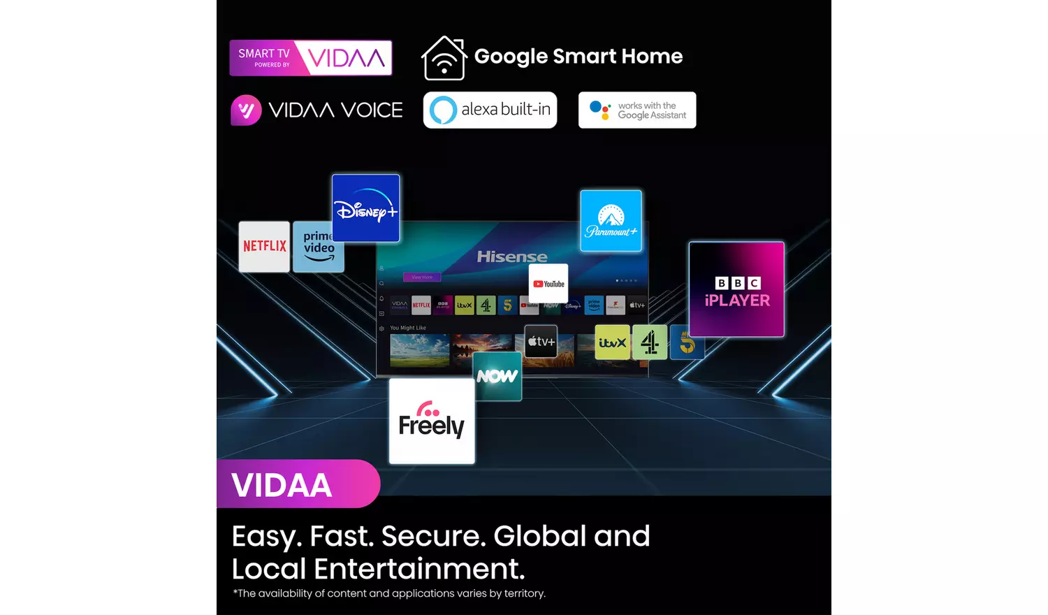 Hisense 50 Inch 50E6NTUK Smart 4K UHD HDR LED Freely TV