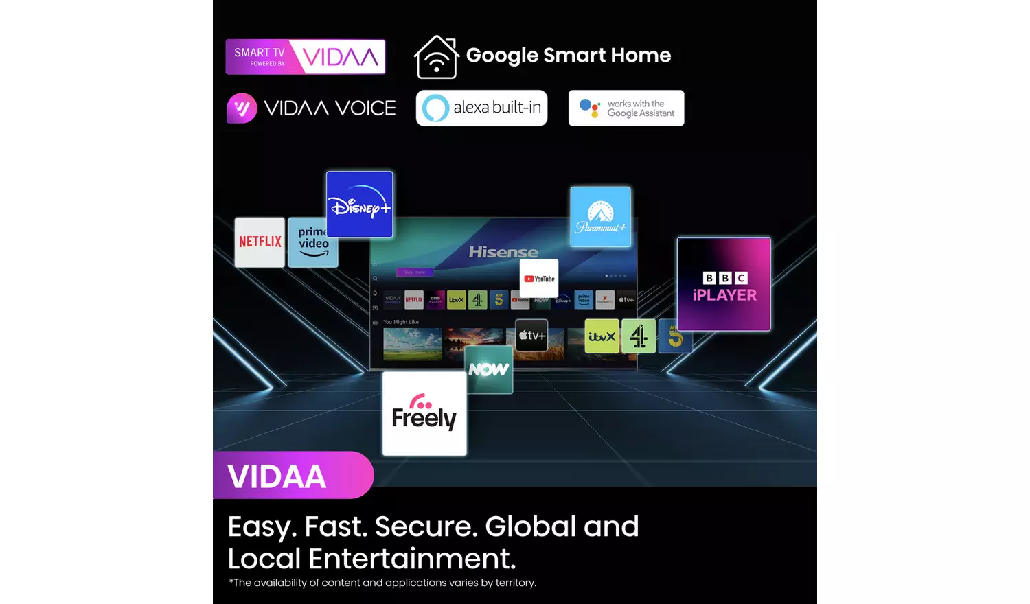 Hisense 55 Inch 55E6NTUK Smart 4K UHD HDR LED Freely TV