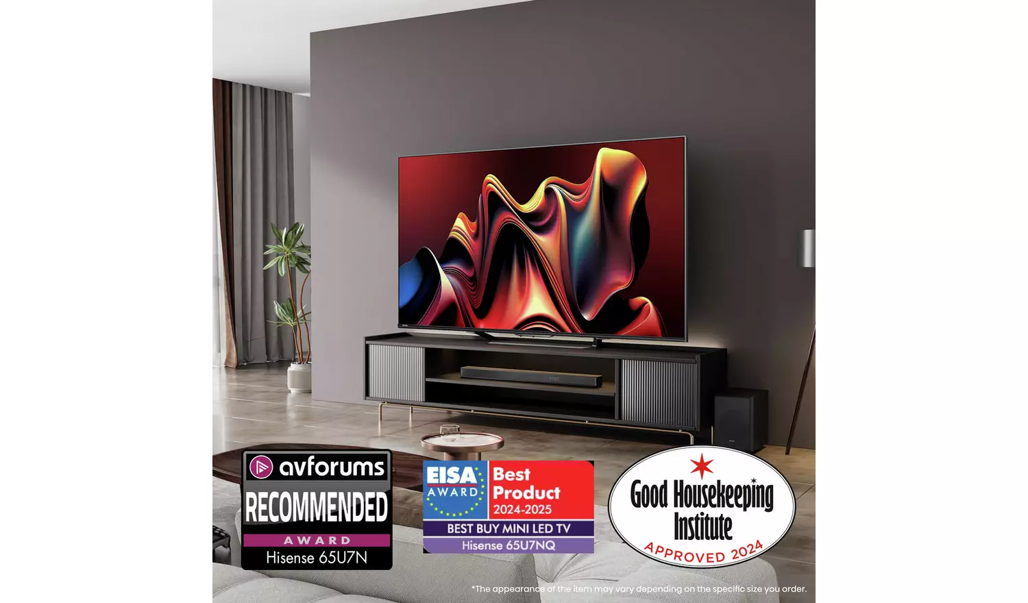 Hisense 55 In 55U7NQTUK Smart 4K UHD HDR Mini LED Freely TV