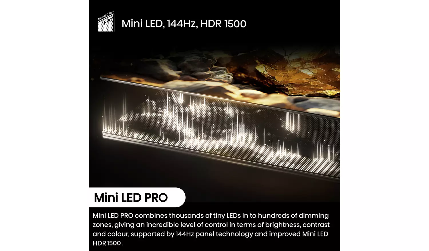 Hisense 55 In 55U7NQTUK Smart 4K UHD HDR Mini LED Freely TV