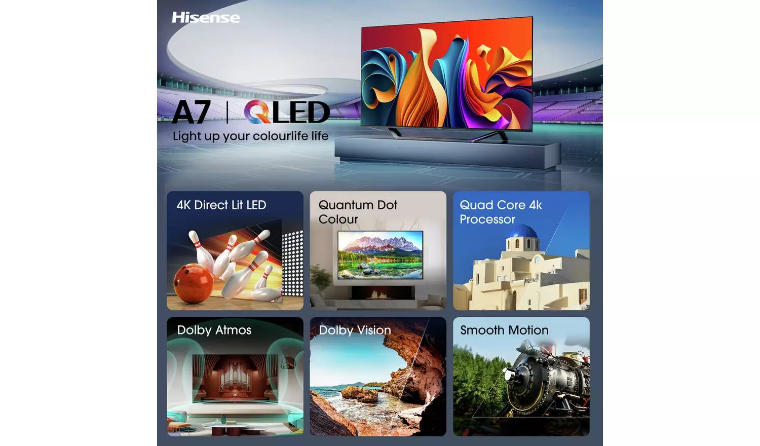 Hisense 50 Inch 50A7NQTUK Smart 4K UHD HDR QLED Freely TV