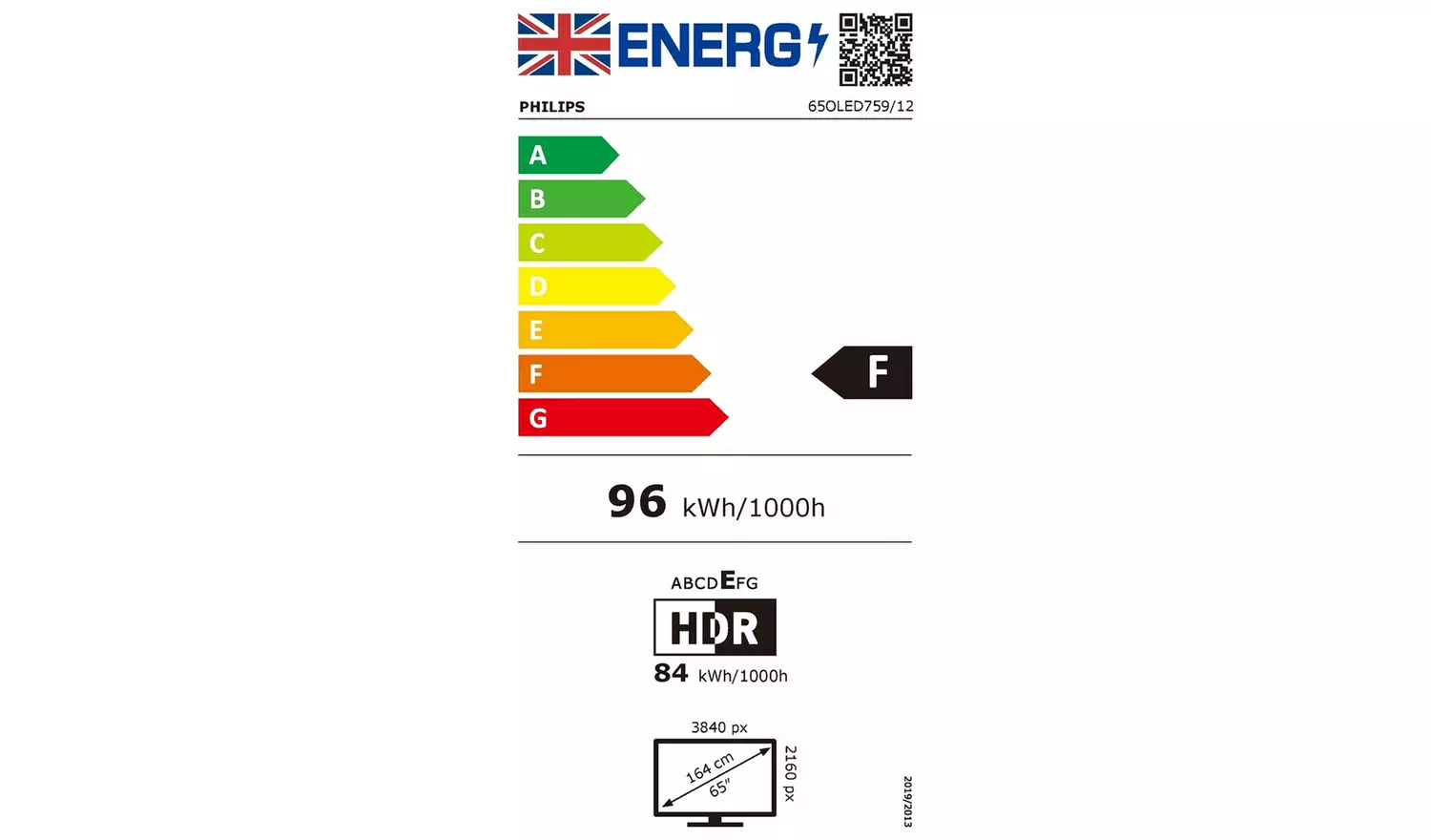 Philips 65 Inch 65OLED759 Smart 4K UHD HDR OLED Freeview TV
