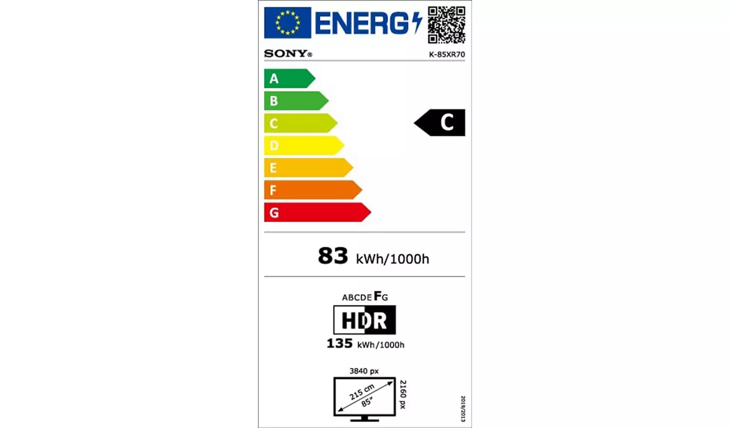 Sony 85 Inch K85XR70 BRAVIA 7 Smart 4K HDR QLED Freeview TV