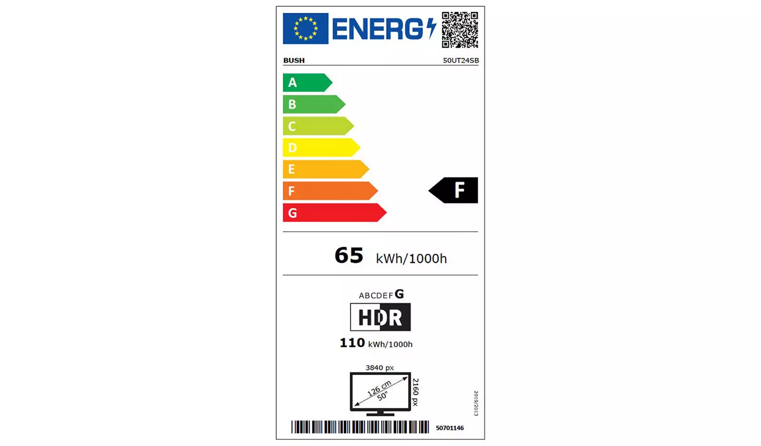 Bush 50 Inch 50UT24SB Smart 4K UHD HDR LED TiVo Freely TV