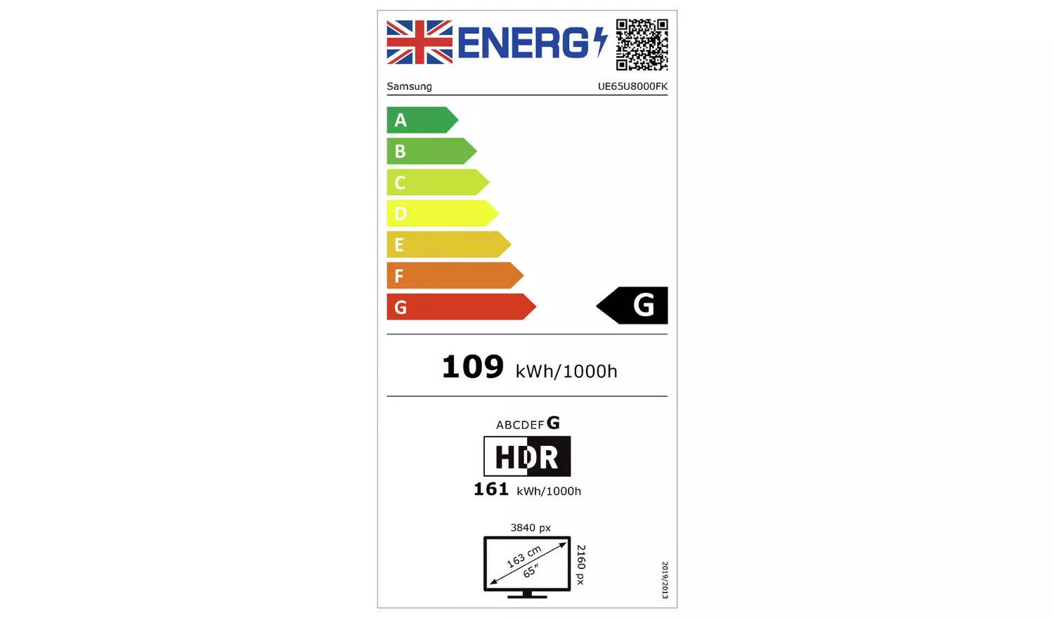 Samsung 65 Inch UE65U8000FK Smart 4K UHD HDR LED TV