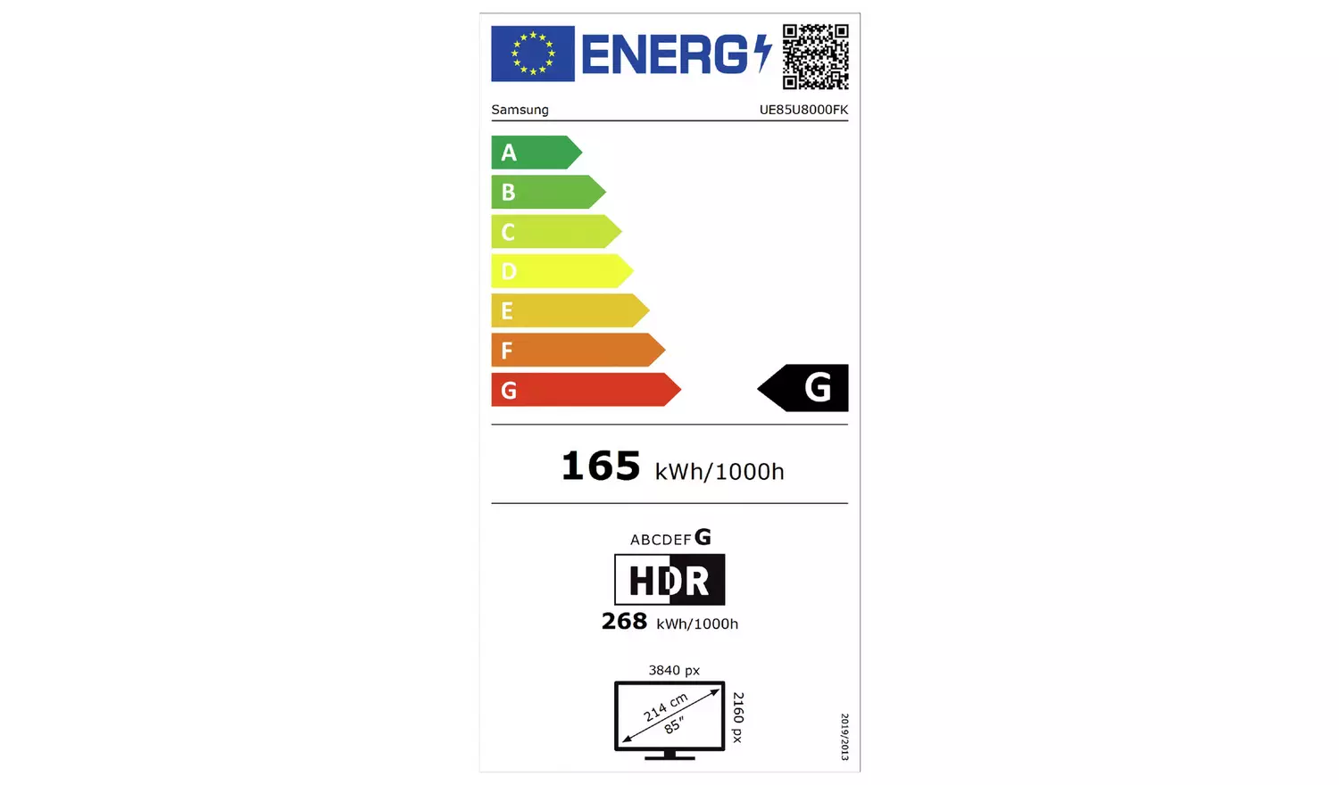 Samsung 85 Inch UE85U8000FK Smart 4K UHD HDR LED TV