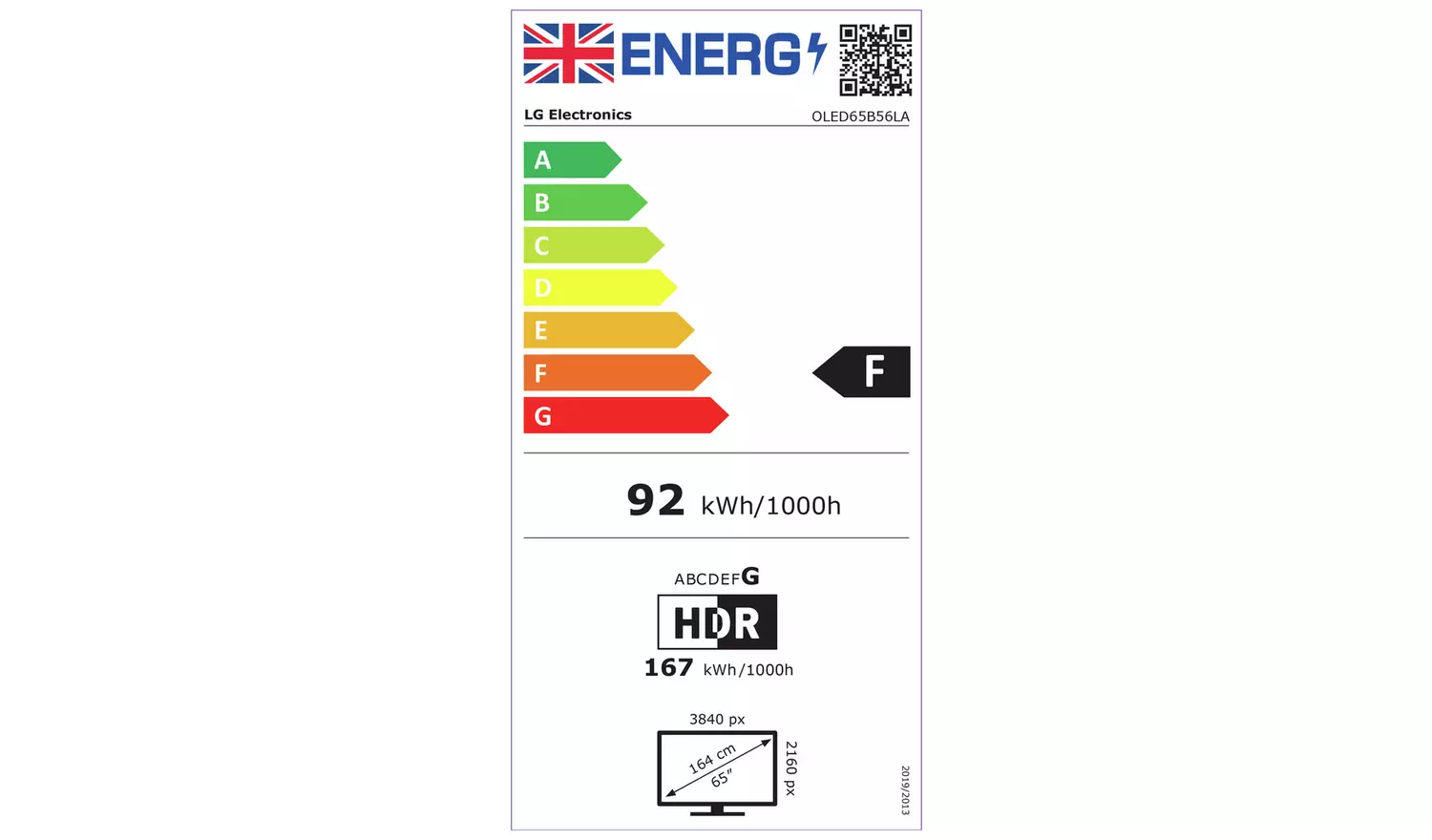 LG 65 Inch OLED65B56LA Smart 4K UHD HDR OLED TV