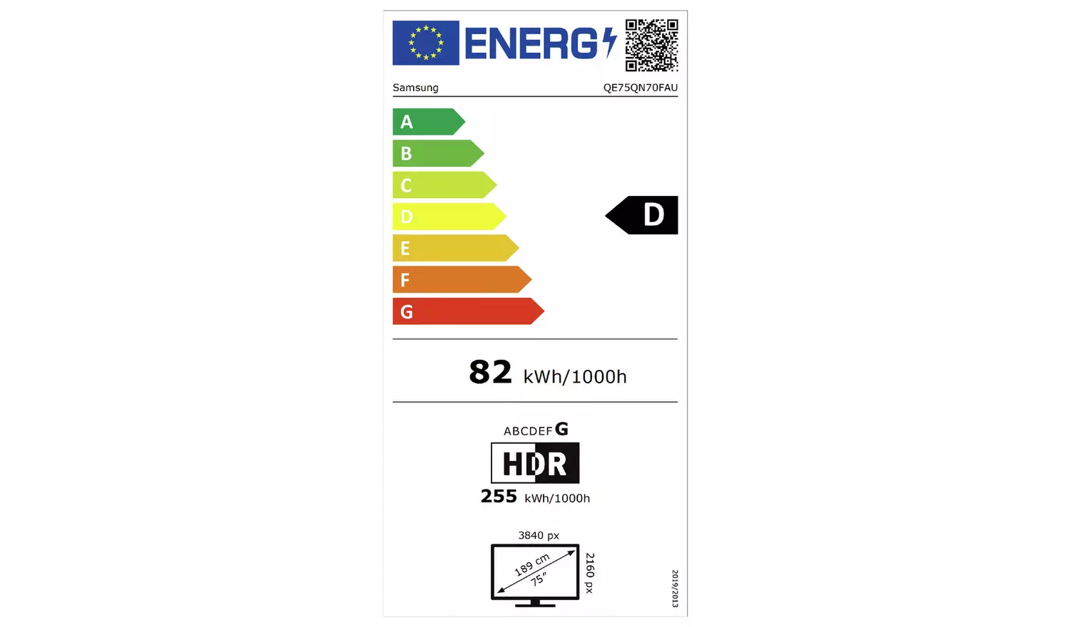Samsung 75 Inch QE75QN70FAU Smart 4K UHD HDR Mini LED TV