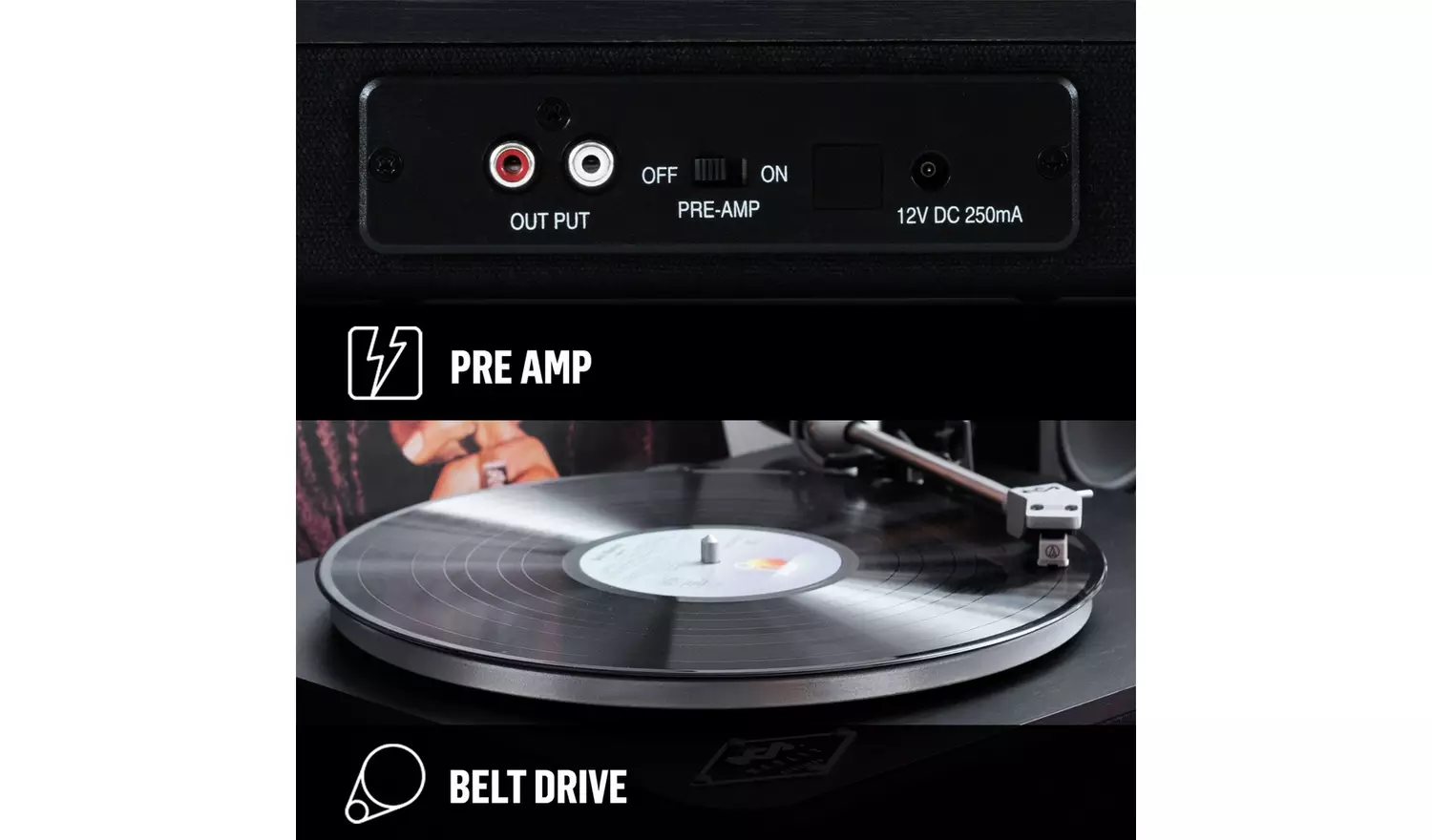 House of Marley EM-JT002-BK Belt Drive Stir It Up Turntable