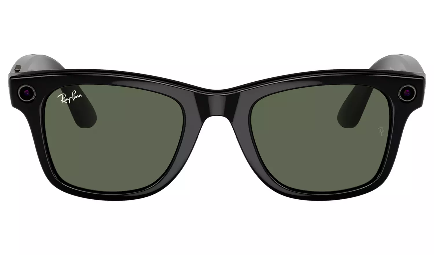 Ray-Ban Meta Wayfarer Glasses - Shiny Black, G15 Green