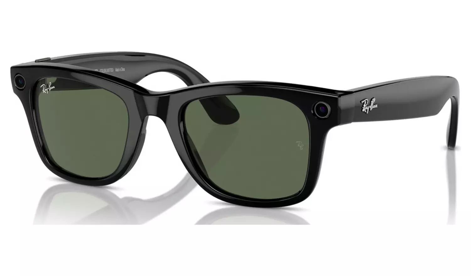 Ray-Ban Meta Wayfarer Glasses - Shiny Black, G15 Green