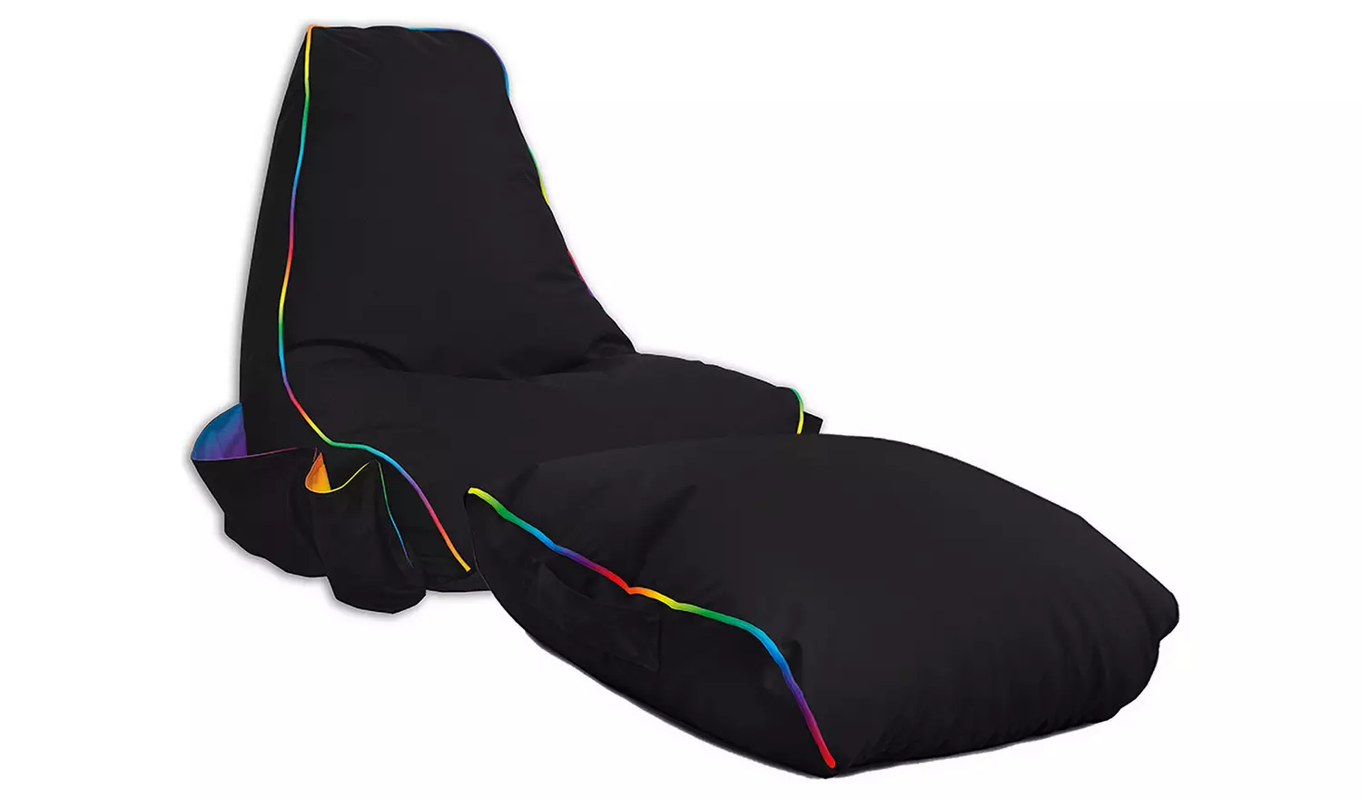 rucomfy Kids Gaming Bean Bag Chair and Footstool - Black