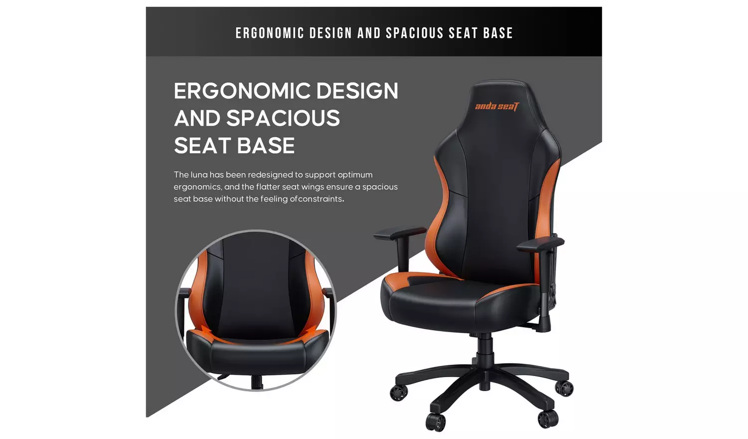 Anda Seat Luna Premium Gaming Chair - Black & Orange