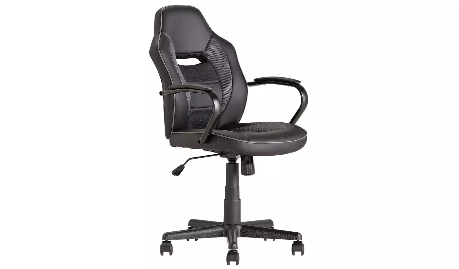 Argos Home Faux Leather Mid Back Gaming Chair - Black