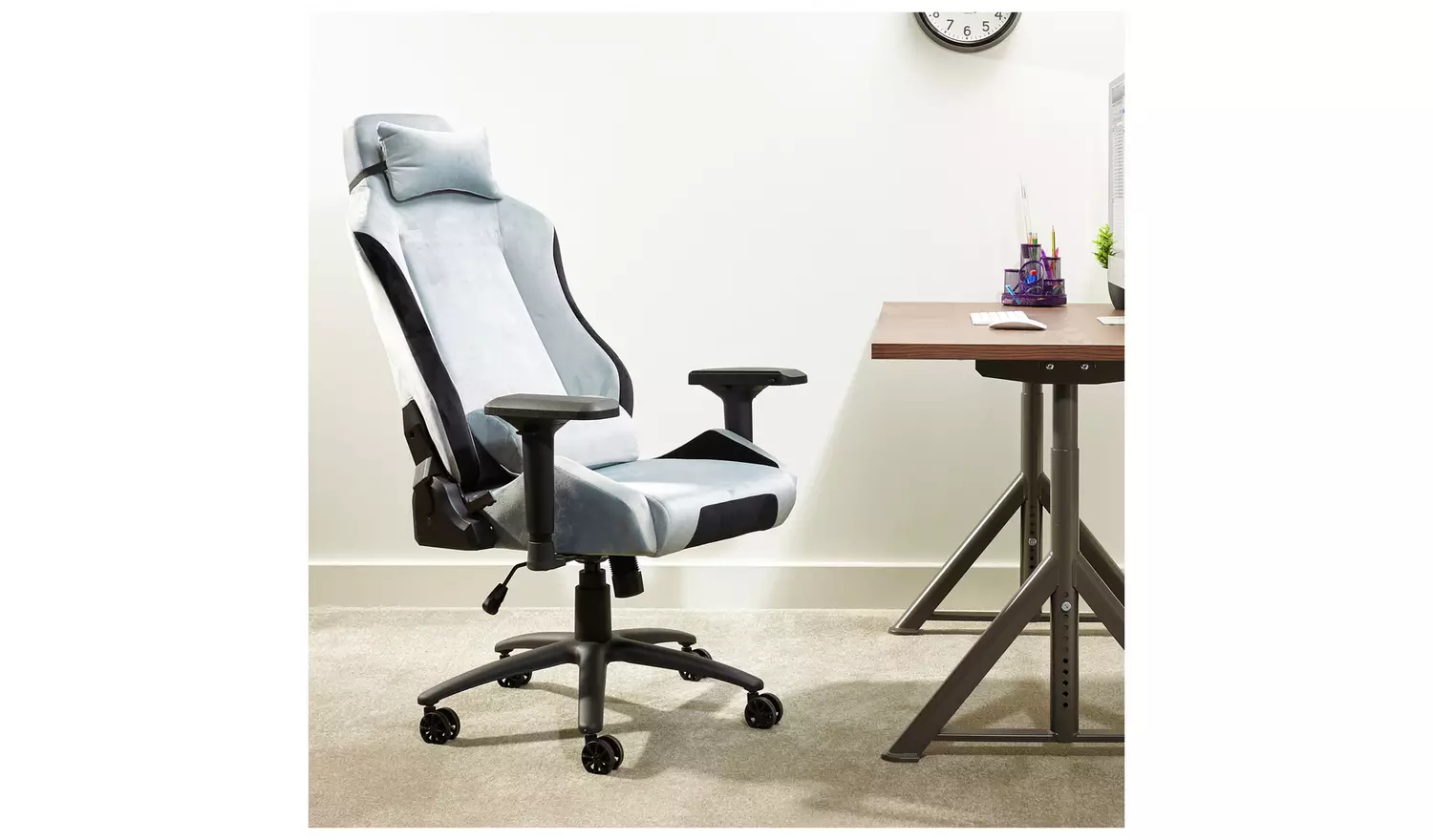 X Rocker Messina Fabric Gaming Office Chair - Silver