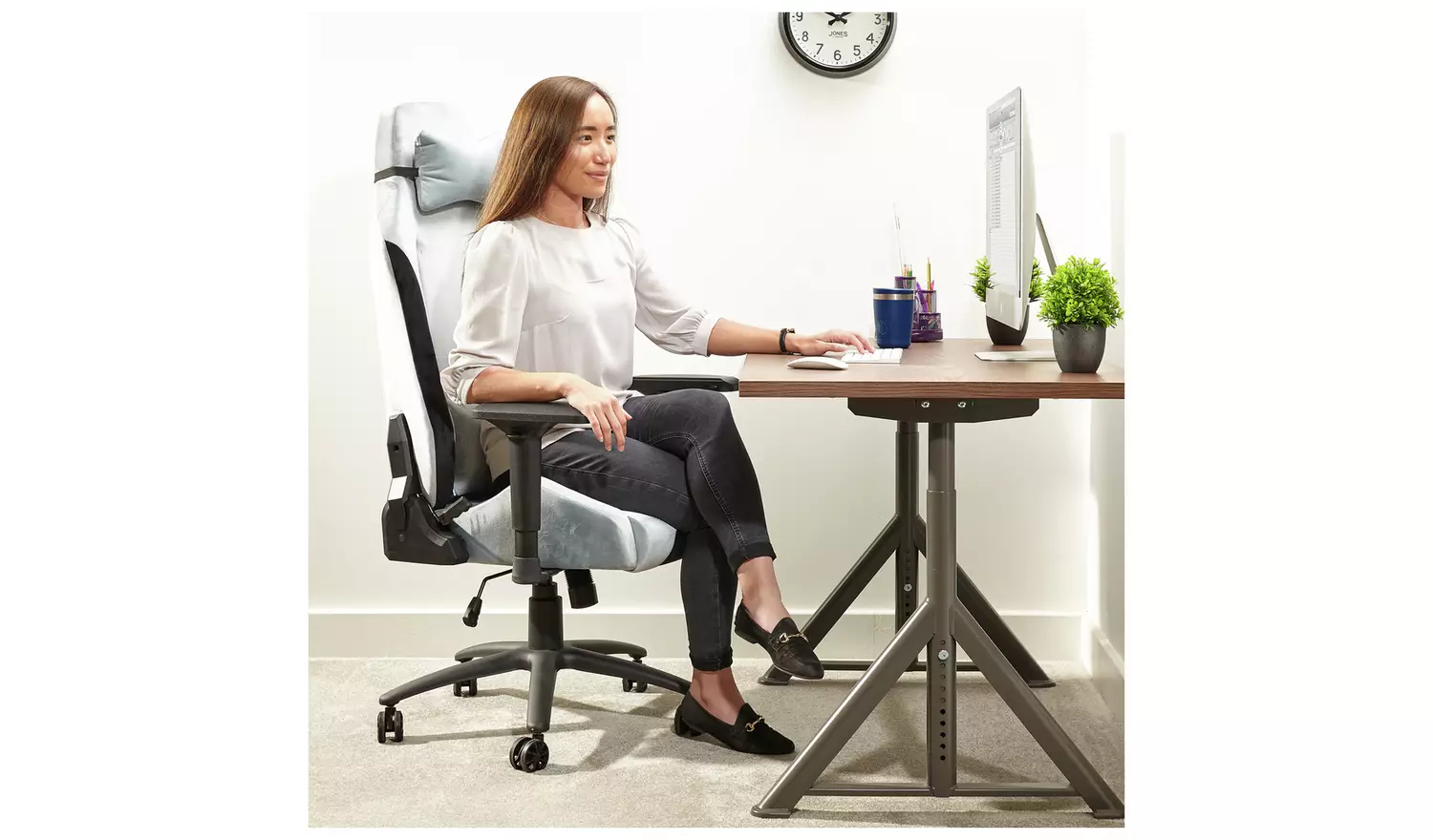 X Rocker Messina Fabric Gaming Office Chair - Silver