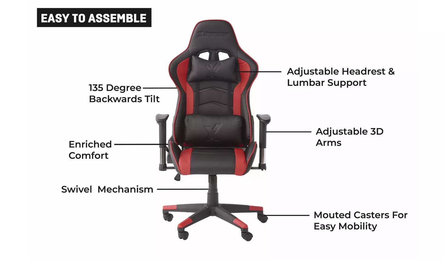 X Rocker Alpha eSports Office Gaming Chair - Red