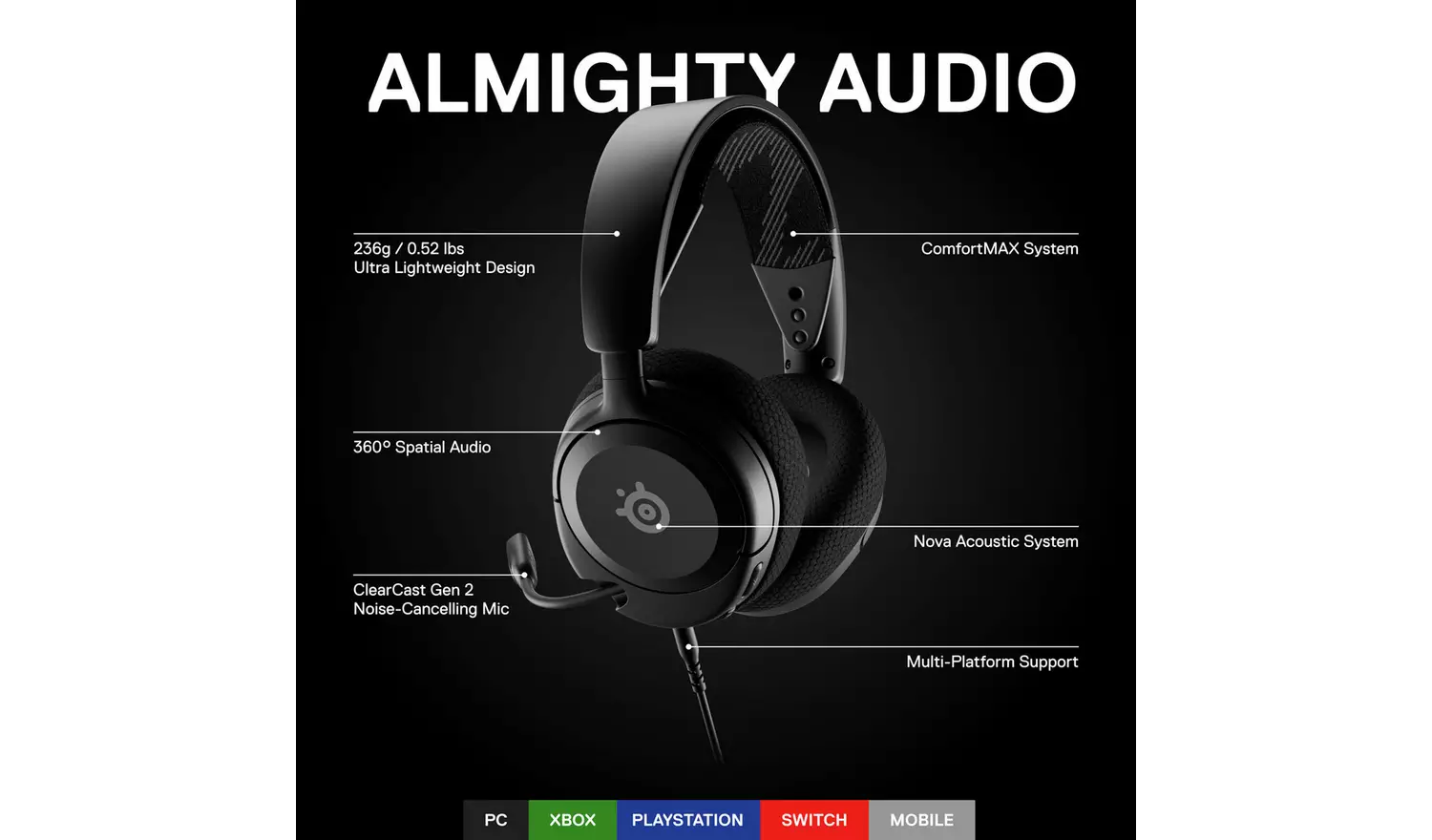 SteelSeries Arctis Nova 1 Xbox,PC,PS5,Switch Gaming Headset