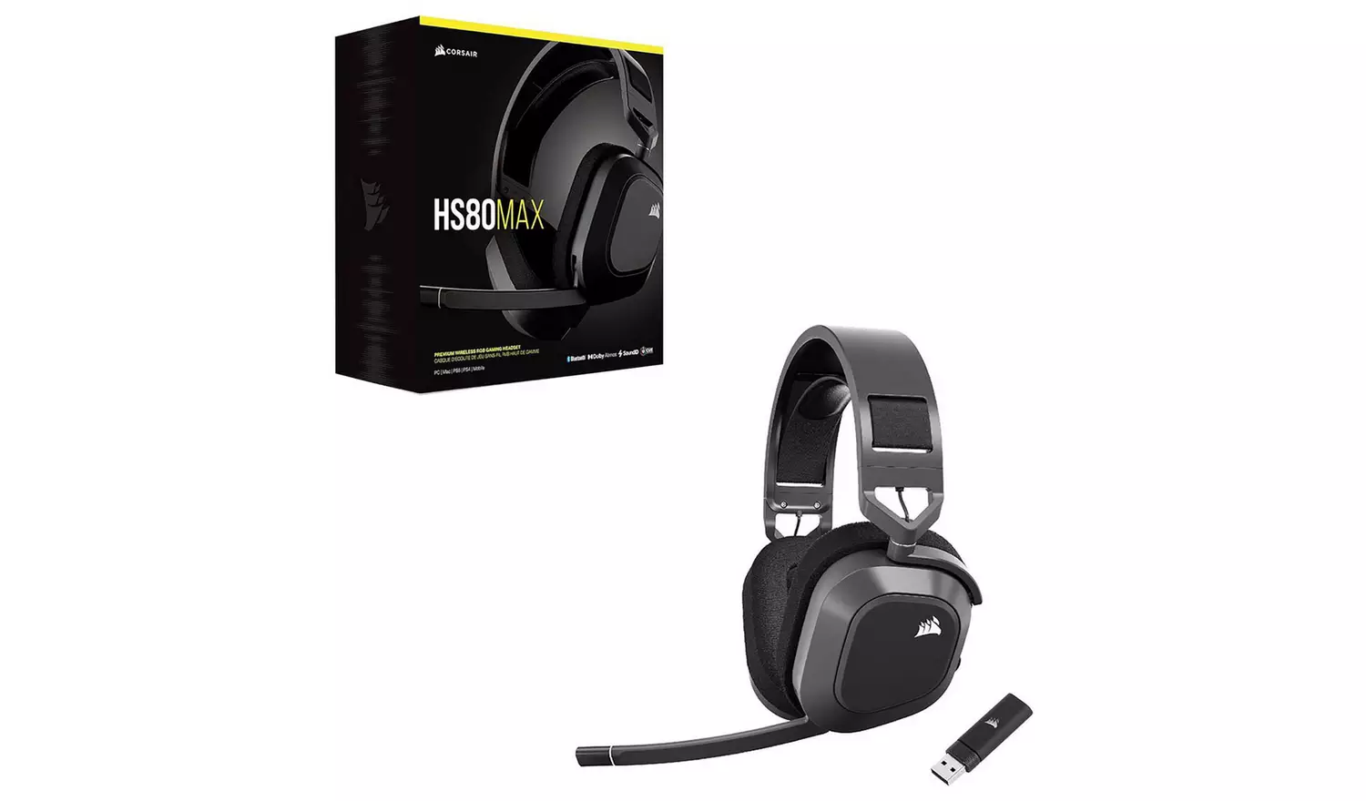 Corsair HS80 MAX PS5, PS4, PC Wireless Gaming Headset - Grey