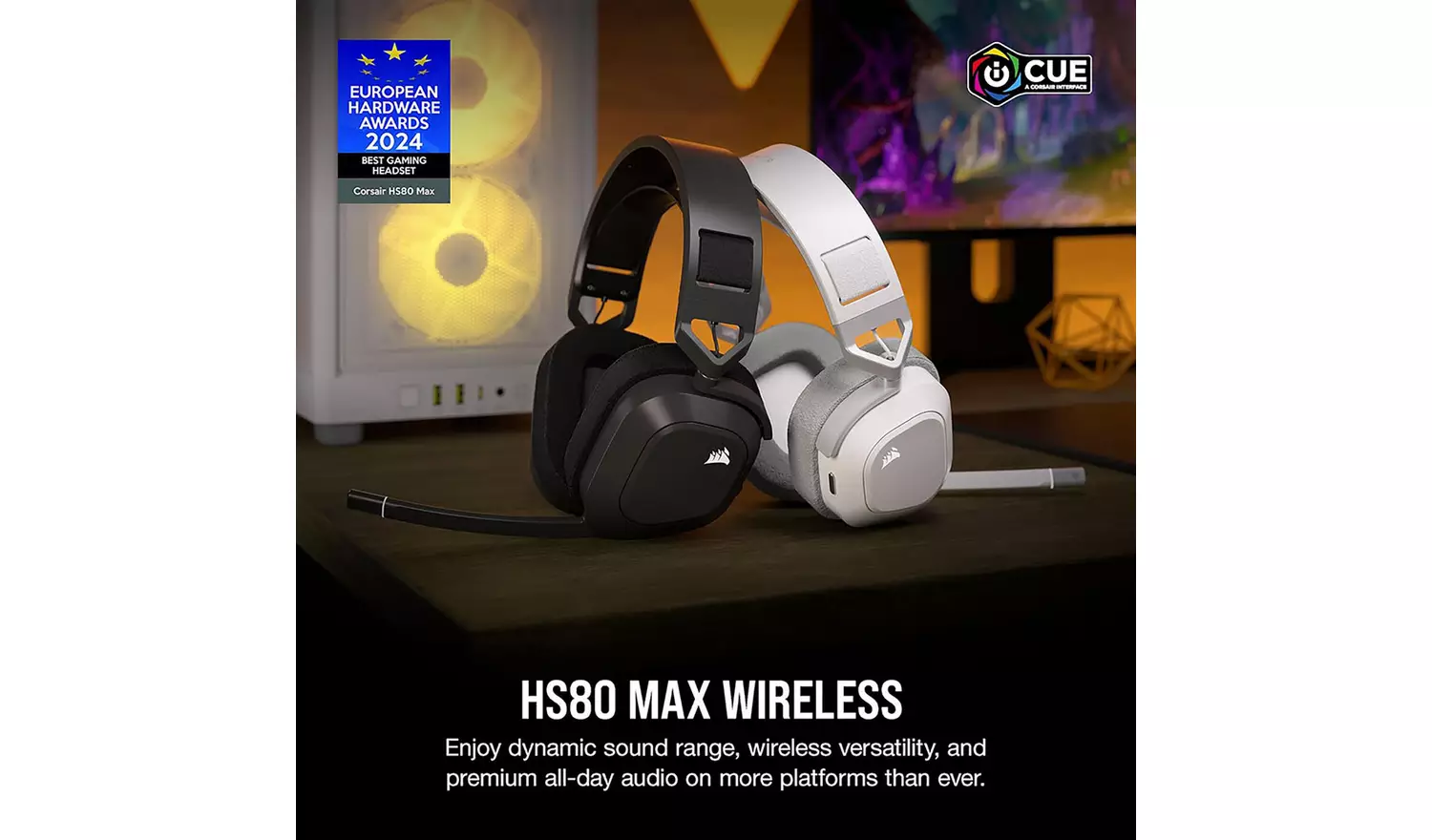 Corsair HS80 MAX PS5, PS4, PC Wireless Gaming Headset - Grey