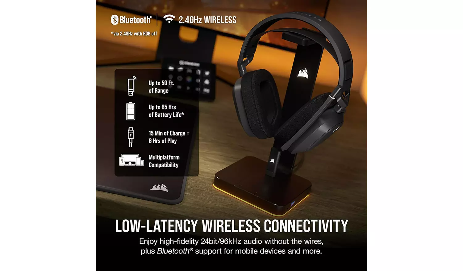 Corsair HS80 MAX PS5, PS4, PC Wireless Gaming Headset - Grey