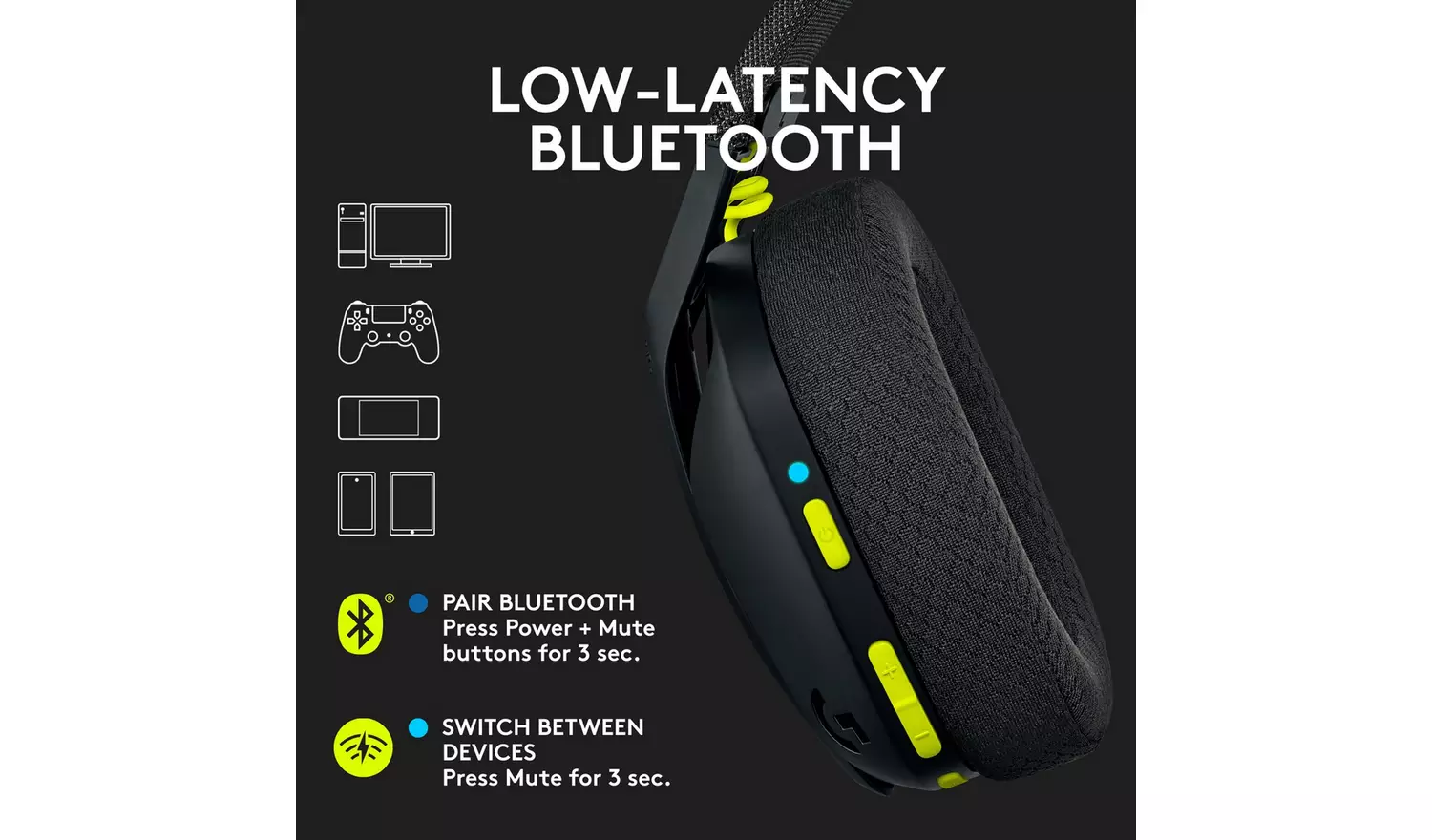 Logitech G435 Wireless PS5, PS4, Switch, PC Headset - Black