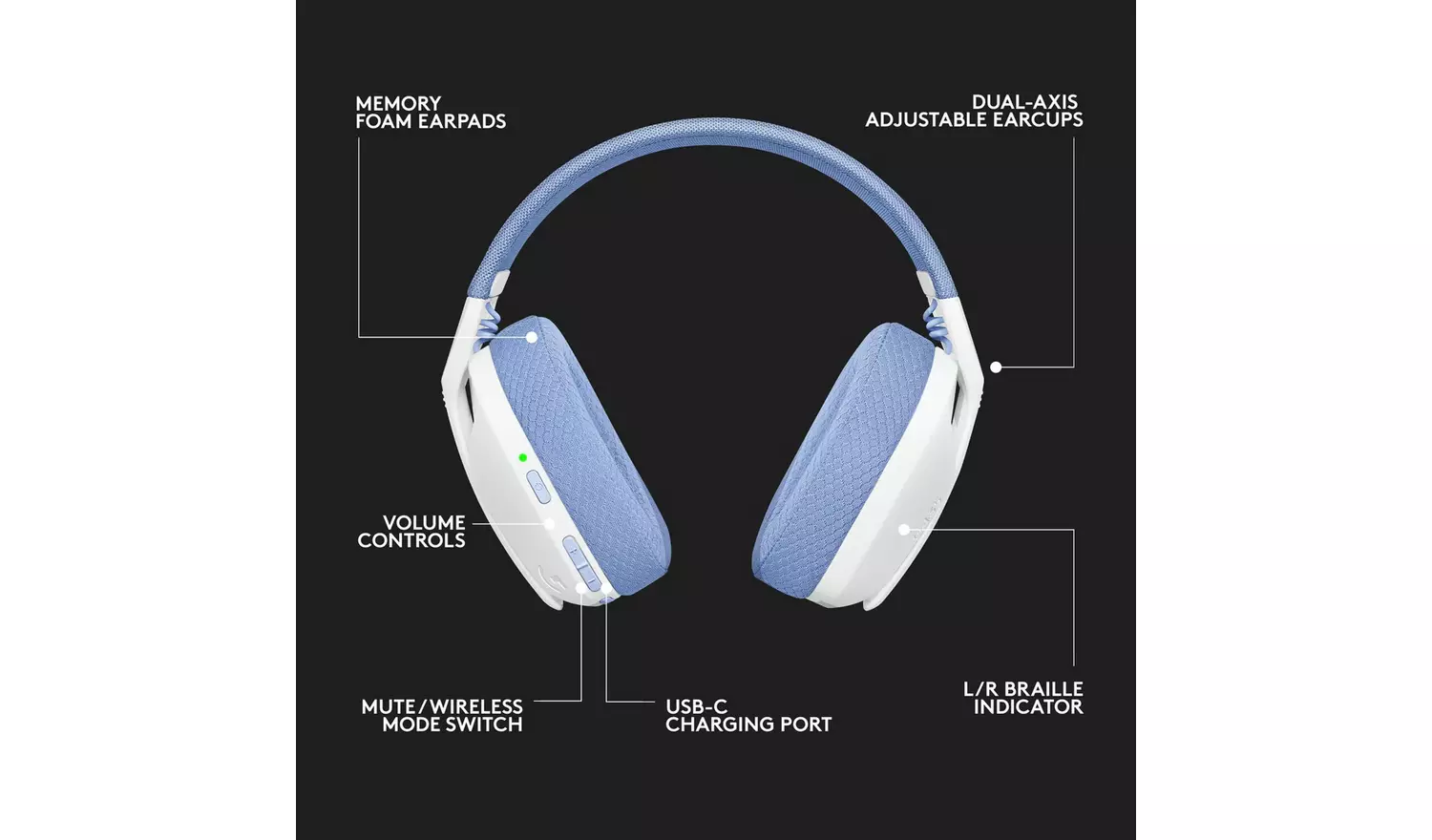 Logitech G435 Wireless PS5, PS4, Switch, PC Headset - White