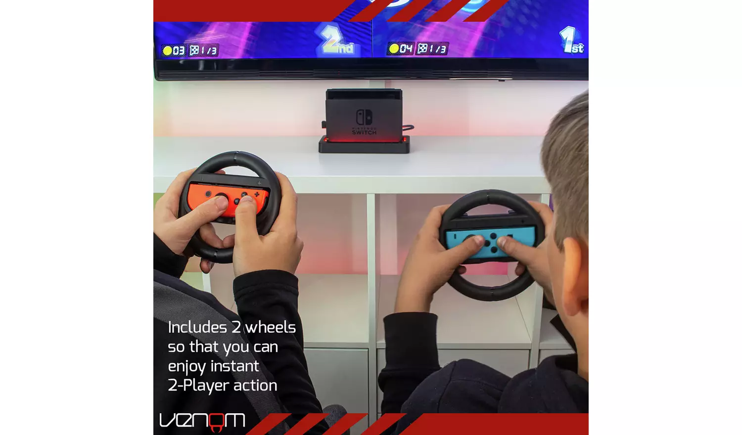 Venom Joy-Con Racing Wheels For Nintendo Switch Twin Pack