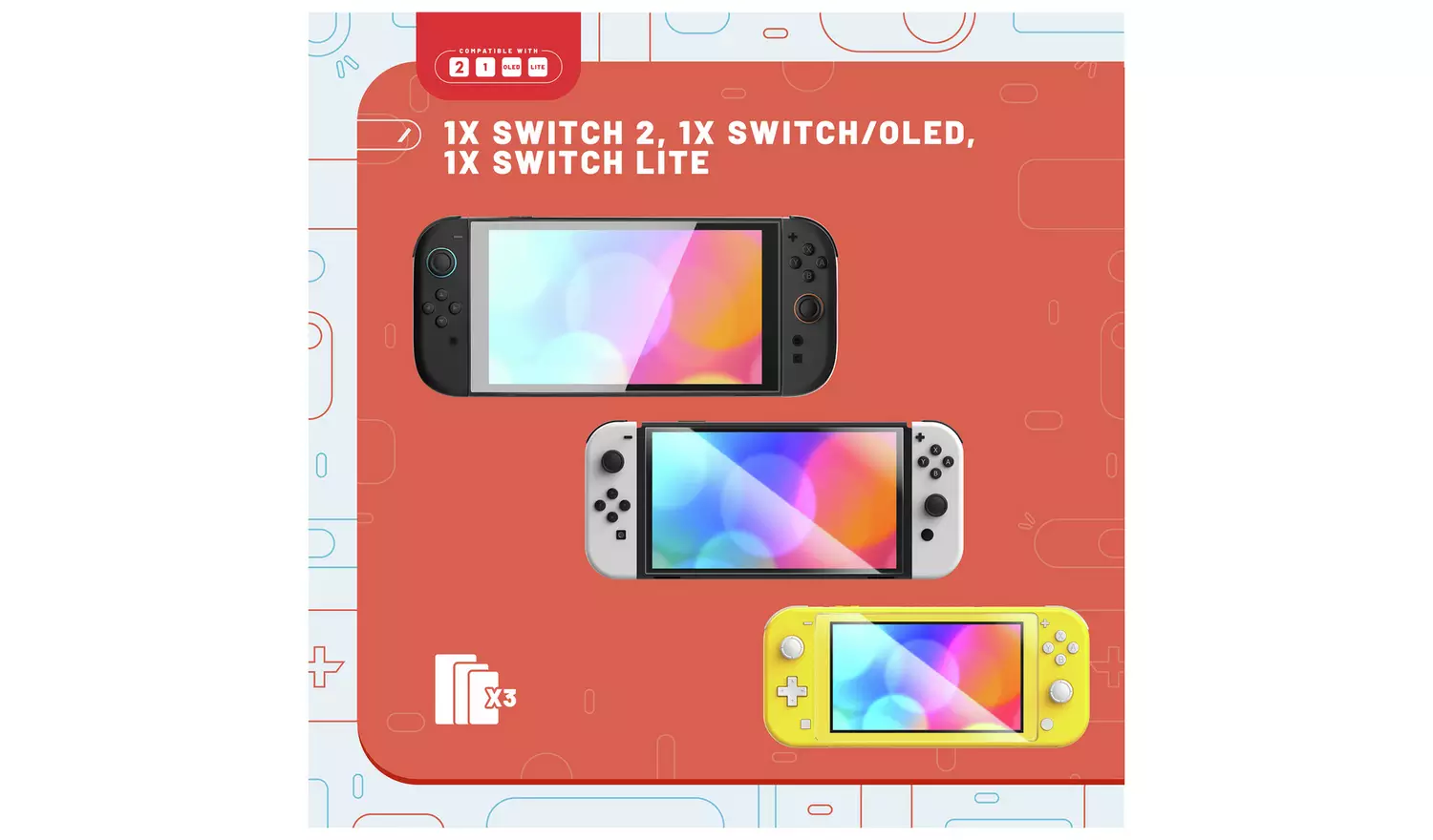 STEALTH 3-in-1 Screen Protector Pack for Switch 2, Lite OLED
