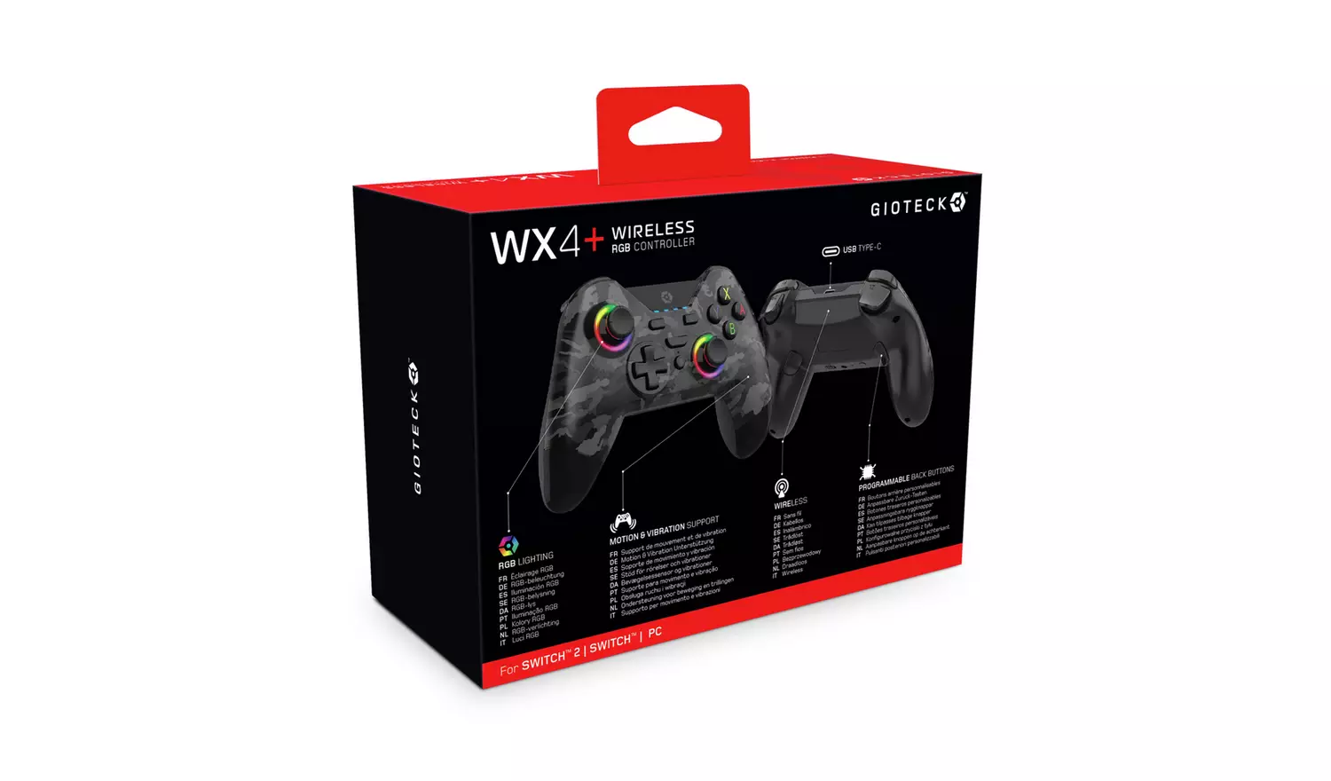 Gioteck WX4+ Switch Wireless RGB Controller - Dark Camo