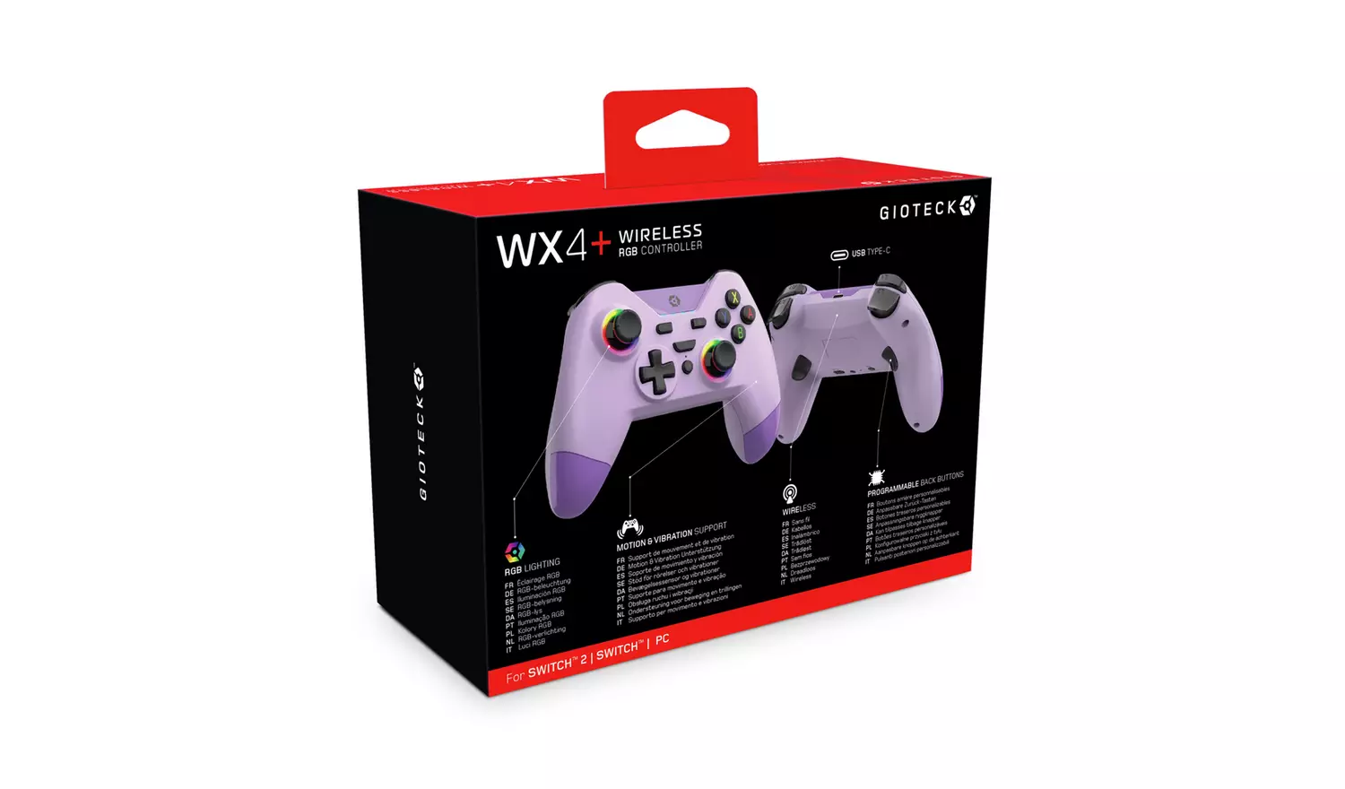 Gioteck WX4+ Switch Wireless RGB Controller - Lavender