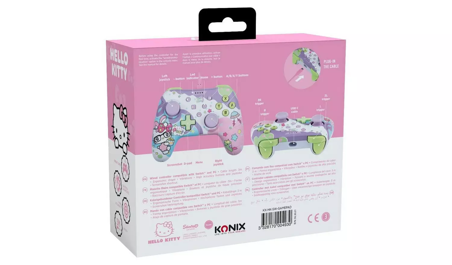 Konix Hello Kitty Nintendo Switch Wired Controller