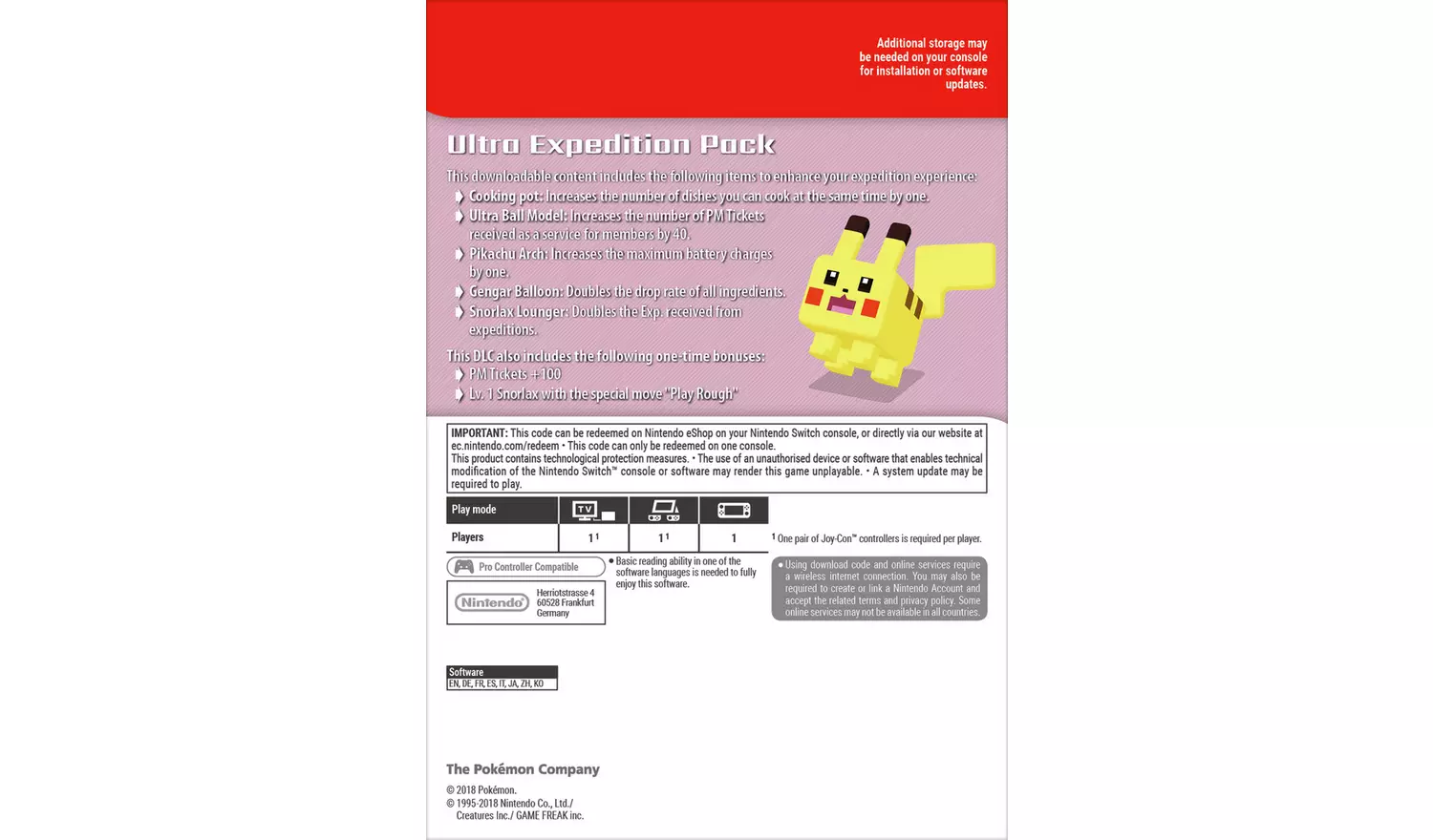 Pokemon Quest: Ultra Expedition Pack - Switch Game DLC