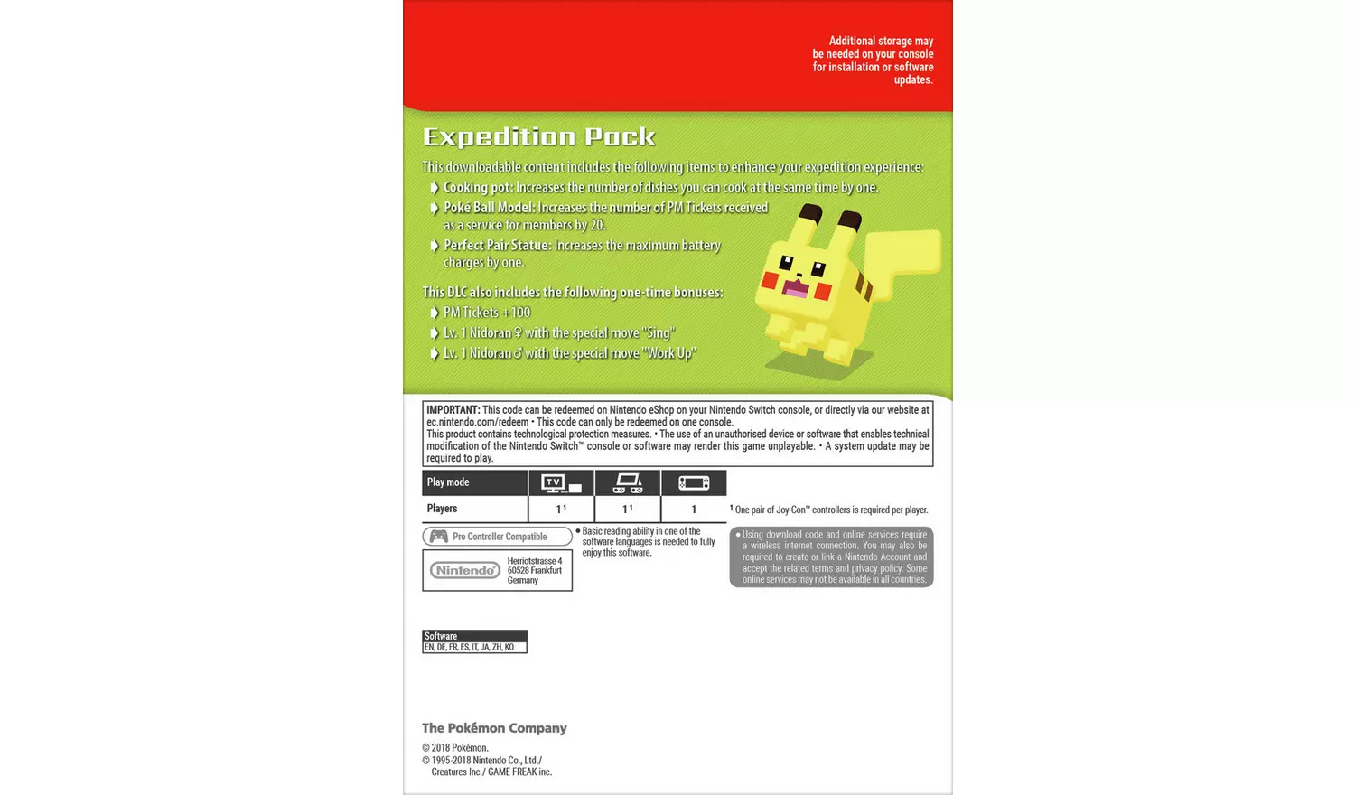 Pokemon Quest: Expedition Pack Switch Game DLC