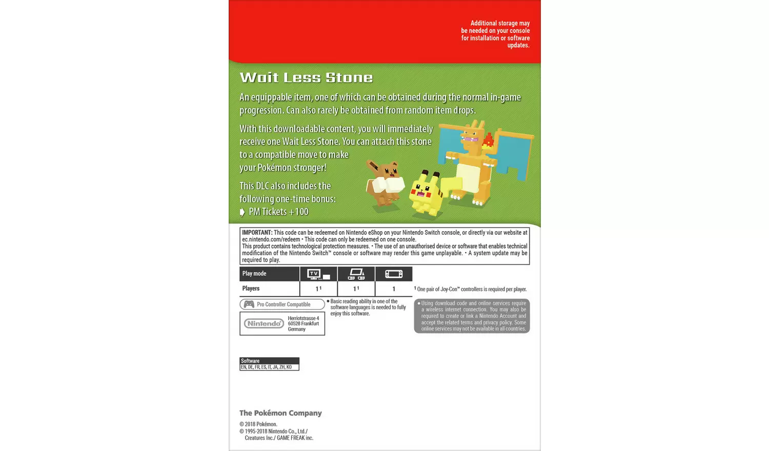 Pokemon Quest: Wait Less Stone - Switch Game DLC