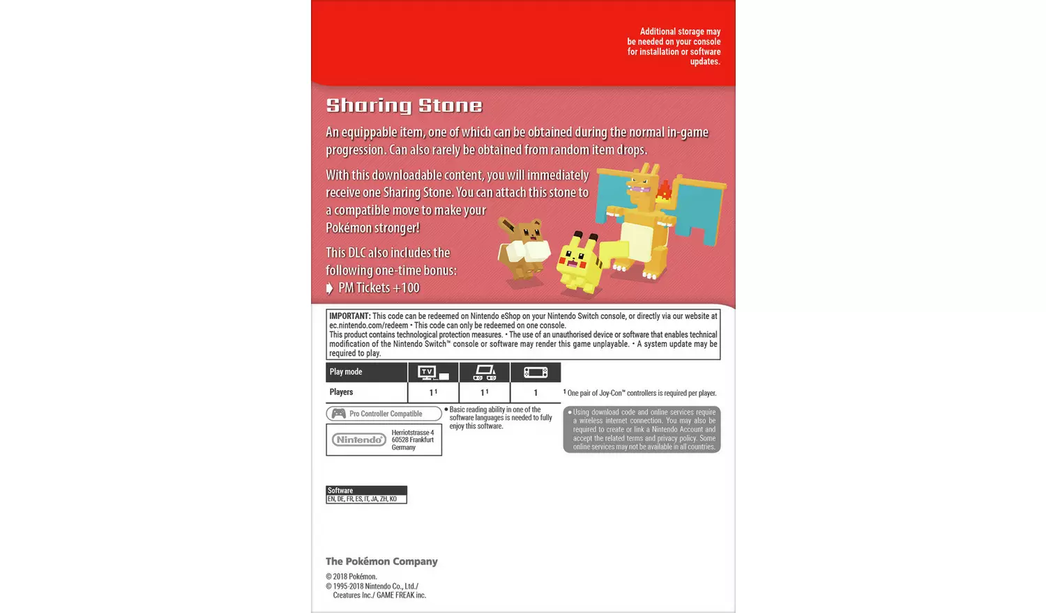 Pokemon Quest: Sharing Stone - Switch Game DLC