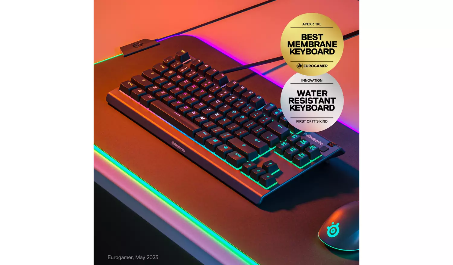 SteelSeries Apex 3 TKL Wired Gaming Keyboard - Black