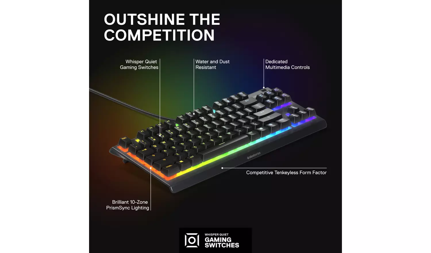 SteelSeries Apex 3 TKL Wired Gaming Keyboard - Black