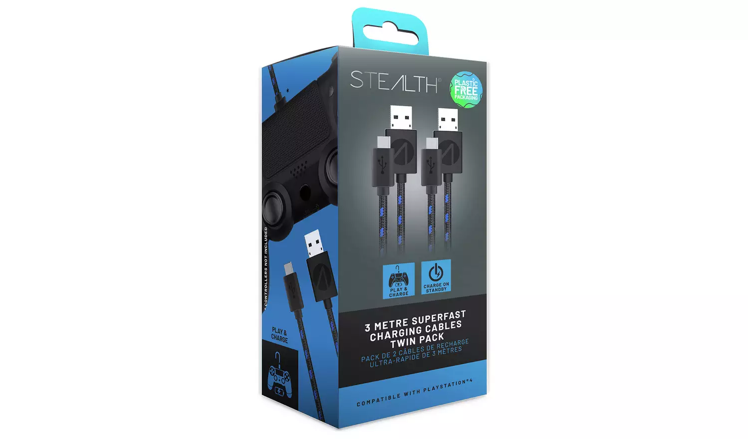 STEALTH PS4 3m Superfast Twin Play & Charge Cables