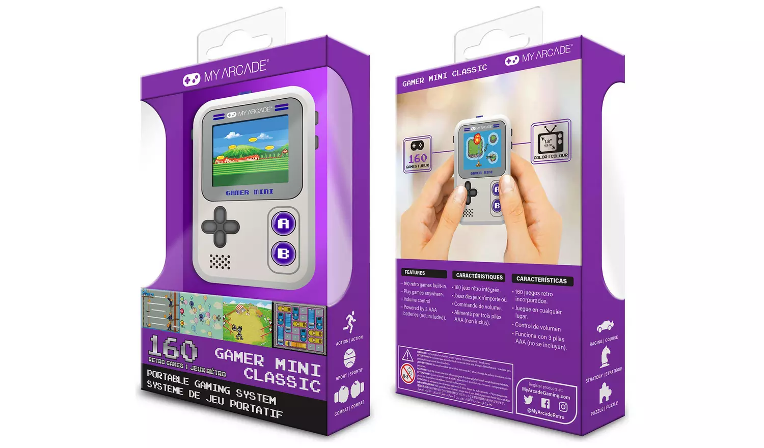 My Arcade Gamer Mini Classic Gaming System - Grey & Purple