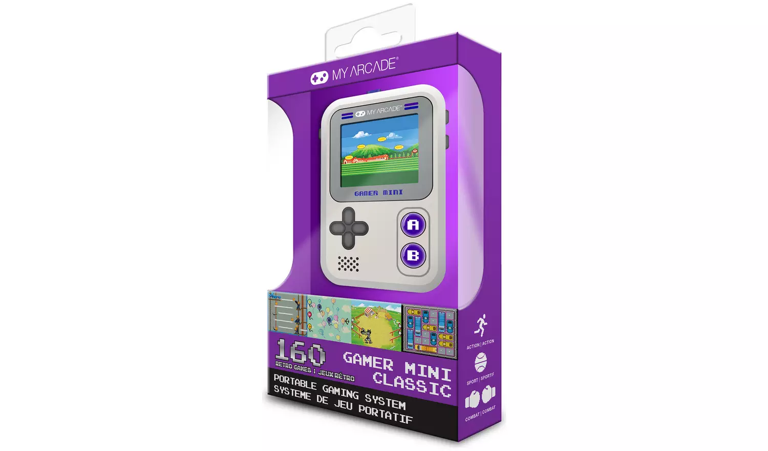 My Arcade Gamer Mini Classic Gaming System - Grey & Purple