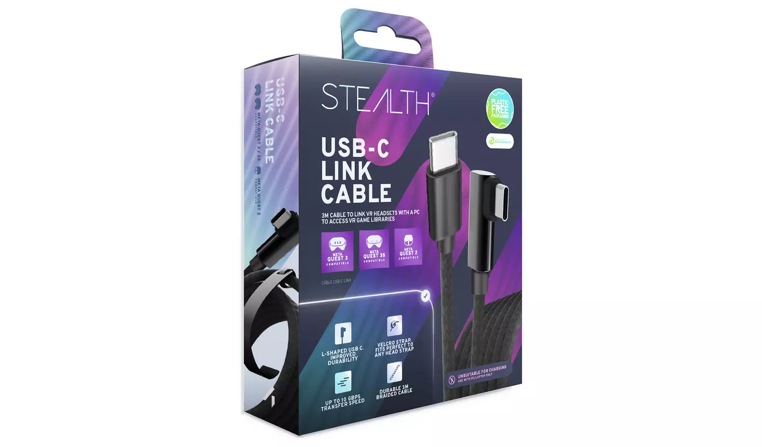 STEALTH 3m Braided USB-C Link Cable For Meta Quest 2, 3, 3S