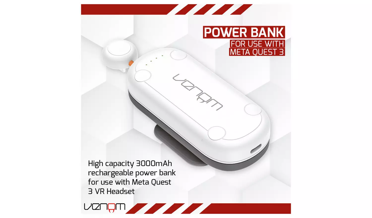 Venom Power Bank For Meta Quest 3 and 3S - White