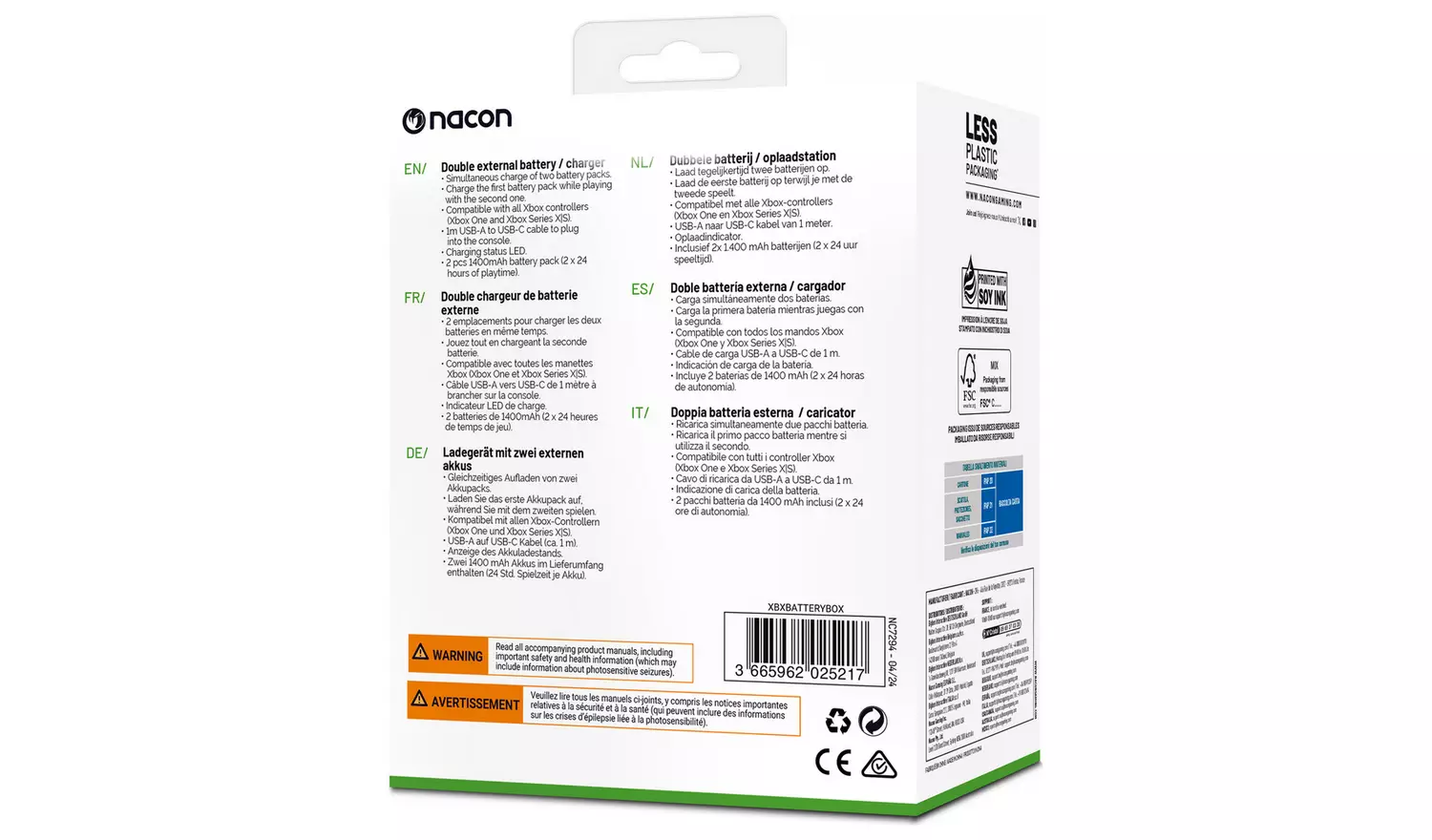 Nacon Double External Battery / Charger For Xbox Controllers