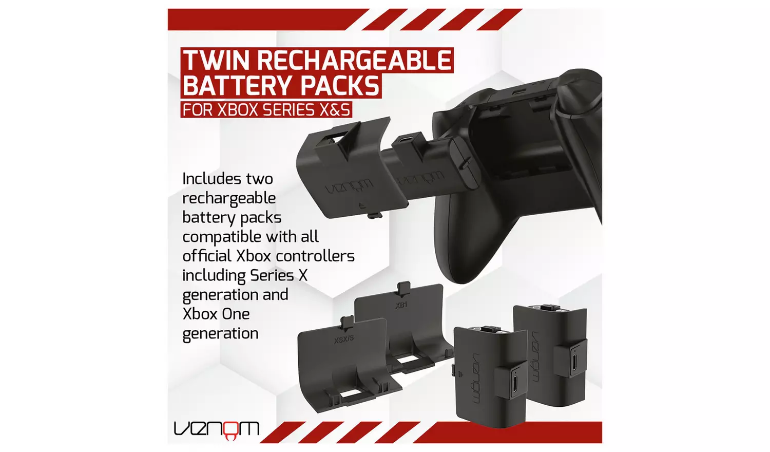 Venom Twin Rechargeable Battery Packs Xbox Series X/S & One