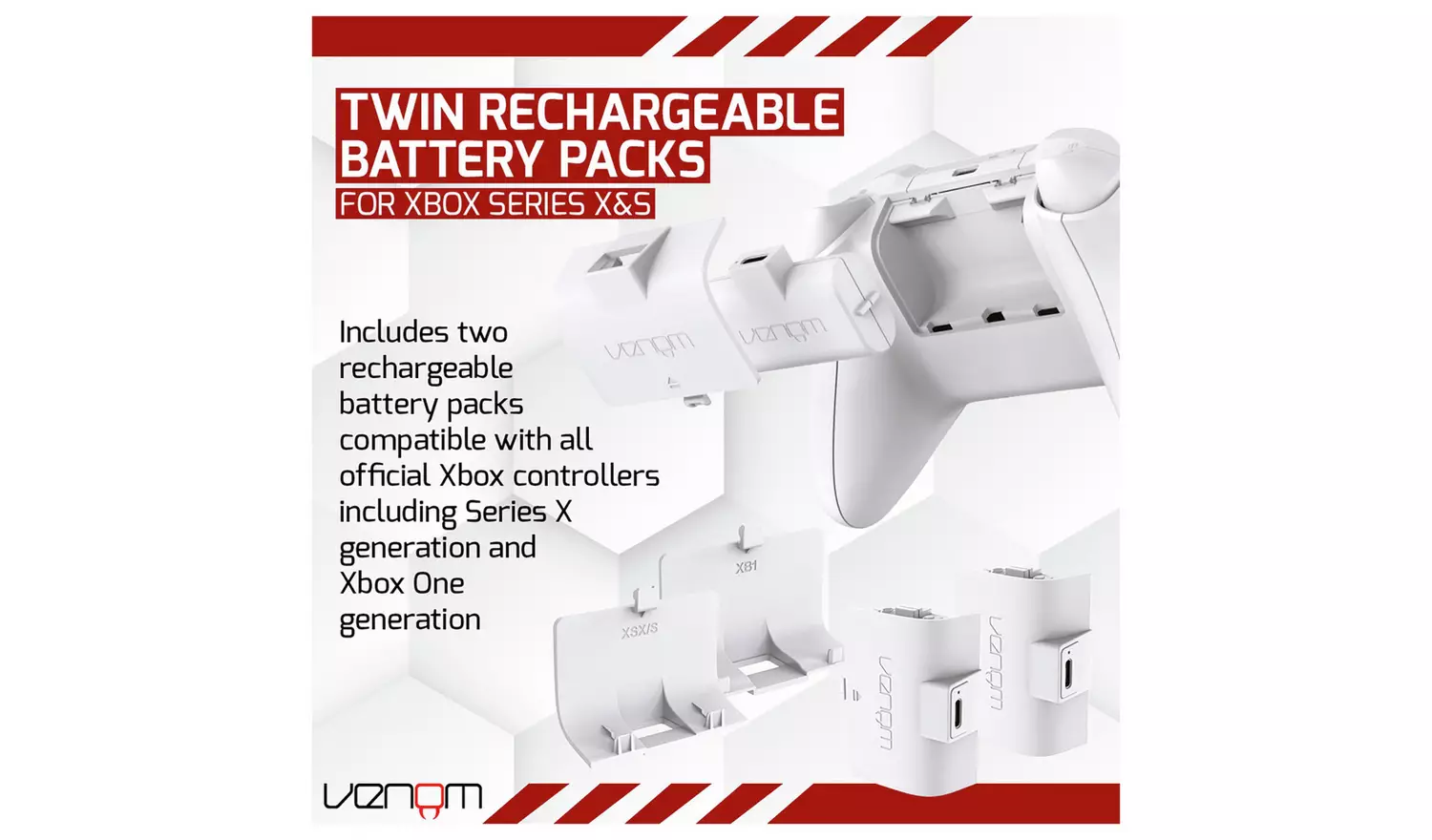 Venom Twin Rechargeable Battery Packs Xbox Series S/X & One